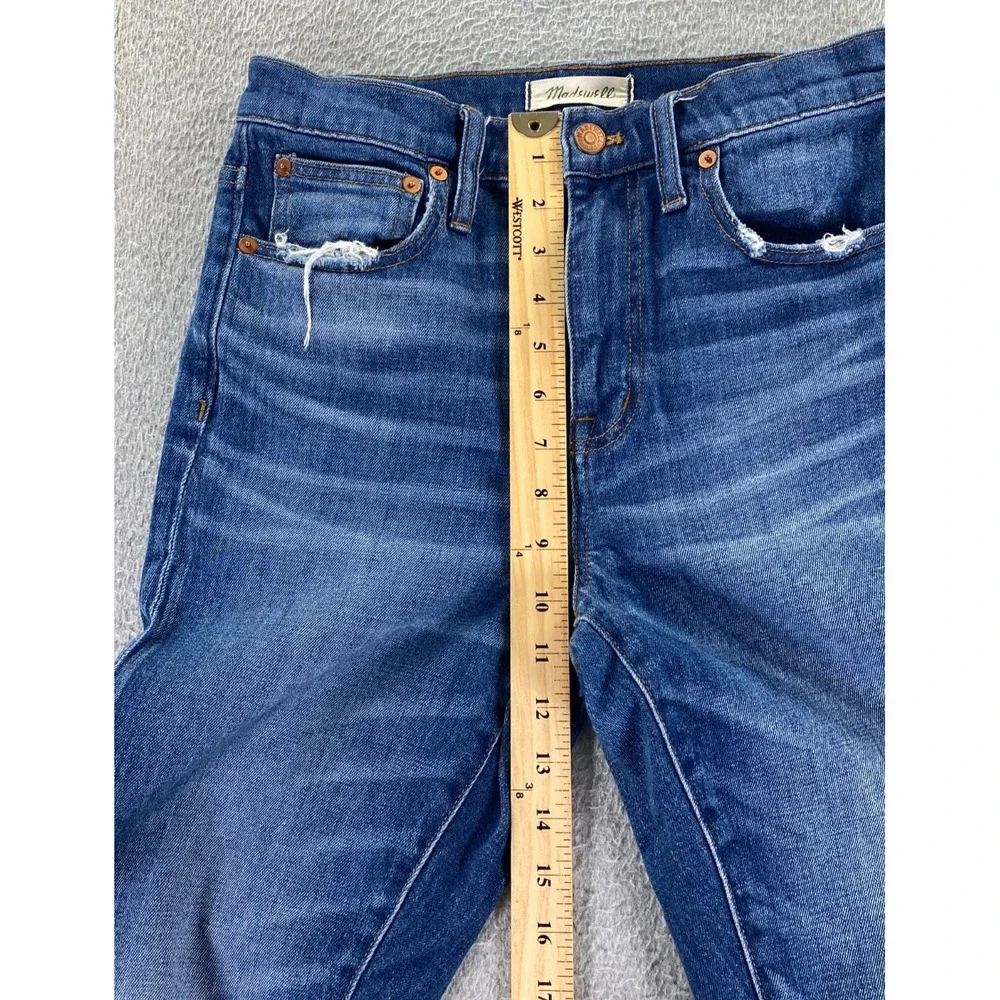 Madewell Slim Boyjean Women's 25‎ Med Blue Stretch Distressed High Rise City